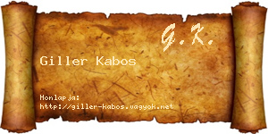 Giller Kabos névjegykártya